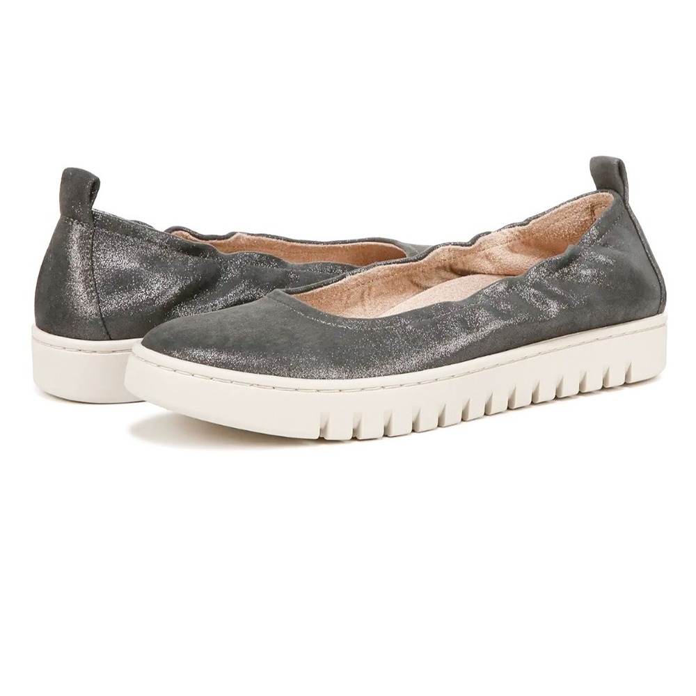 New Vionic Ballet Flats Sneakers 6.5 Uptown Charcoal Gray Metallic Platform